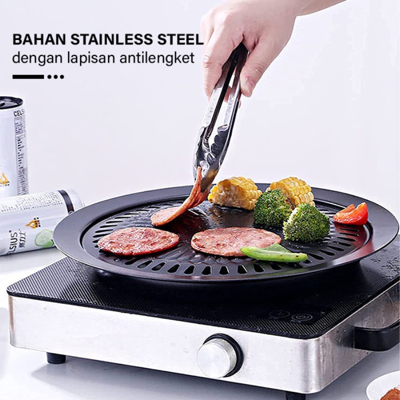 Jual Grill Pan Panggangan Bulat Barberque BBQ Grill Plate Smokeles