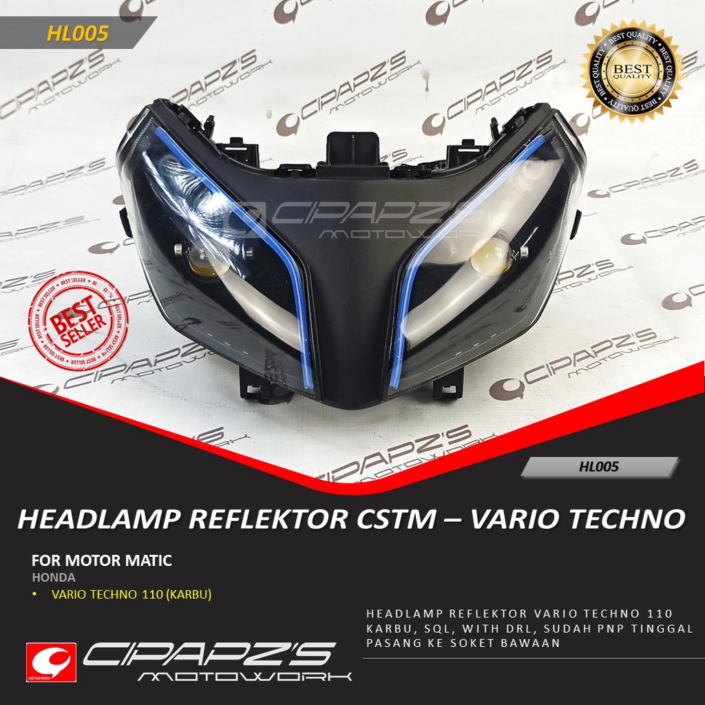 Jual Lampu Headlamp Vario Techno Karbu Model Cstm Reflektor Vario