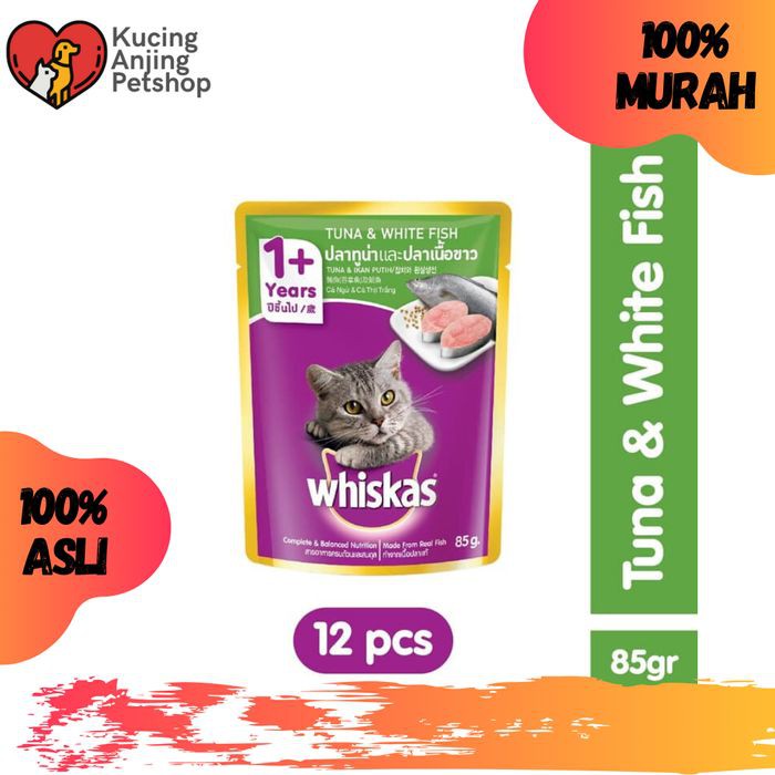 Jual Whiskas Pouch 85gr Tuna White Fish Adult Makanan Basah Kucing Wet