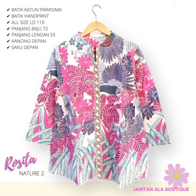 Jual Blus Rosita Natur Batik Solo Atasan Kerja Blus Wanita Shopee