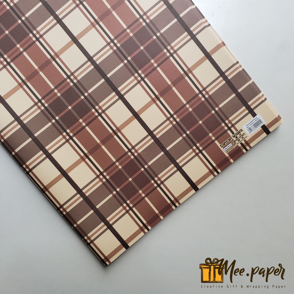 Jual Kertas Kado Sansan Wawa Motif Kotak Kotak 11 Brown Cream