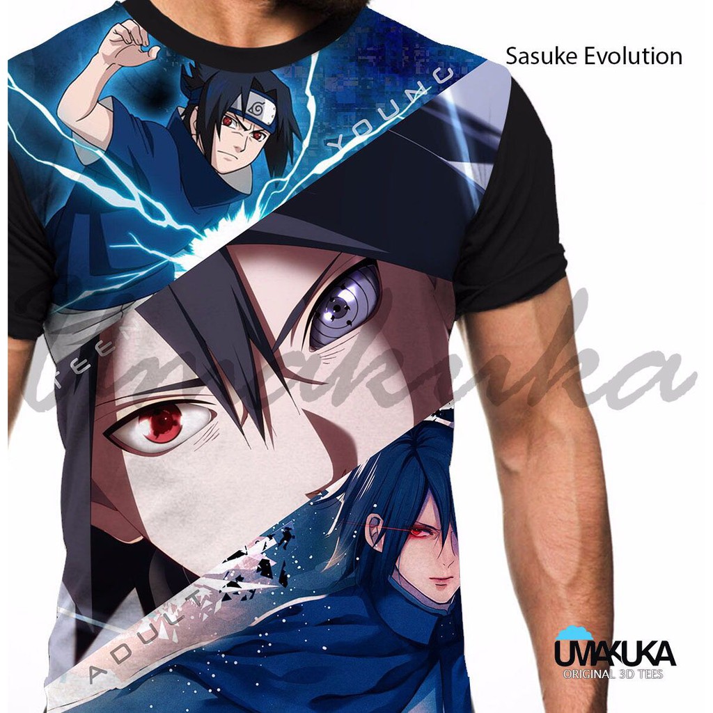 Jual Tshirt Kaos 3d Anime Sasuke NARUTO One Piece Luffy Baju Umakuka