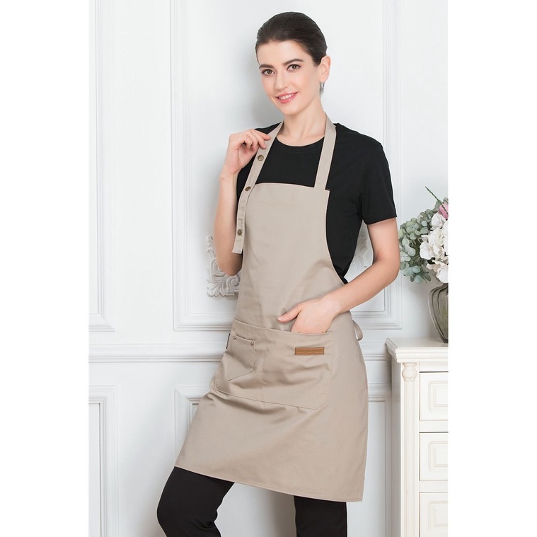 Jual Apron Waterproof Celemek Masak Dapur Pria Wanita Chef Pelayan Cafe