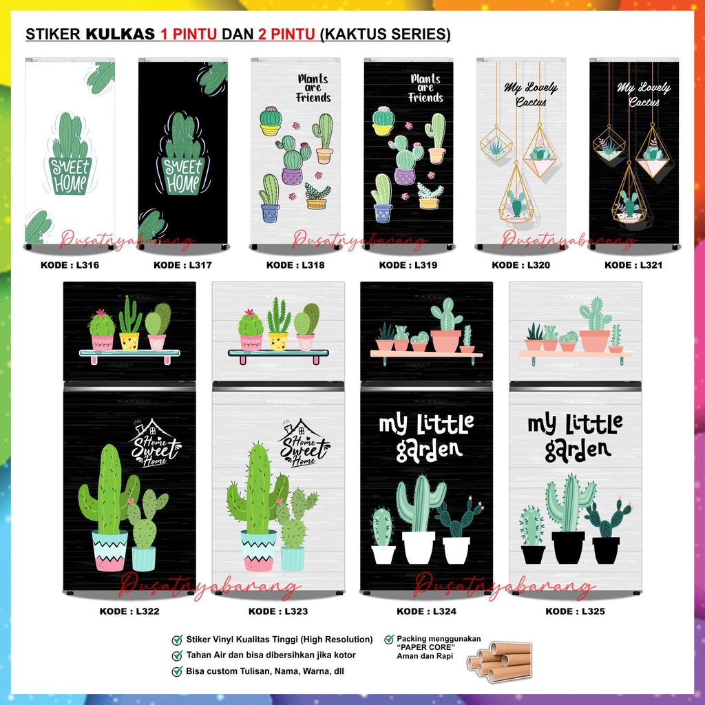 Jual STICKER KULKAS 1 PINTU STIKER KULKAS 2 PINTU MOTIF KAKTUS