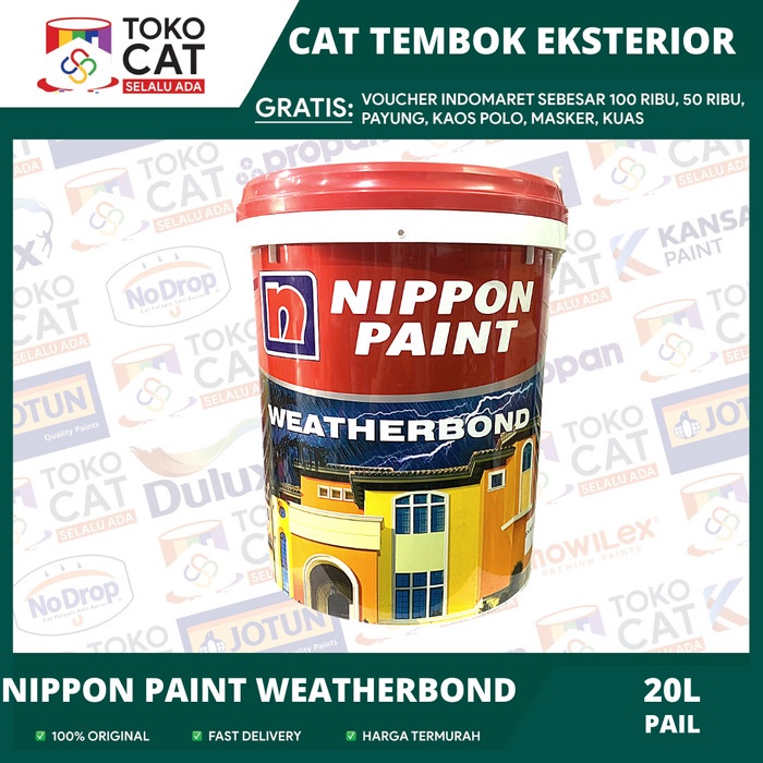 Jual CAT TEMBOK LUAR NIPPON PAINT WEATHERBOND WARNA PUTIH BERSIH 20L