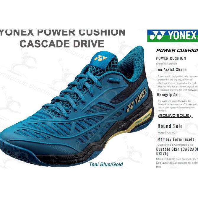 Jual Yonex Sepatu Bulutangkis Power Cushion Cascade Drive Teal Blue