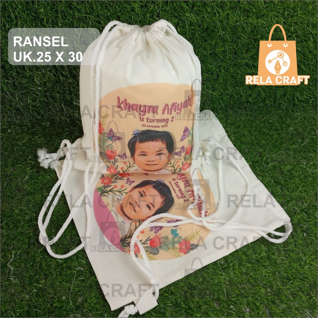 Jual Ransel Blacu 25x30 Totebag Blacu Souvenir Ultah Tas Ulang Tabun