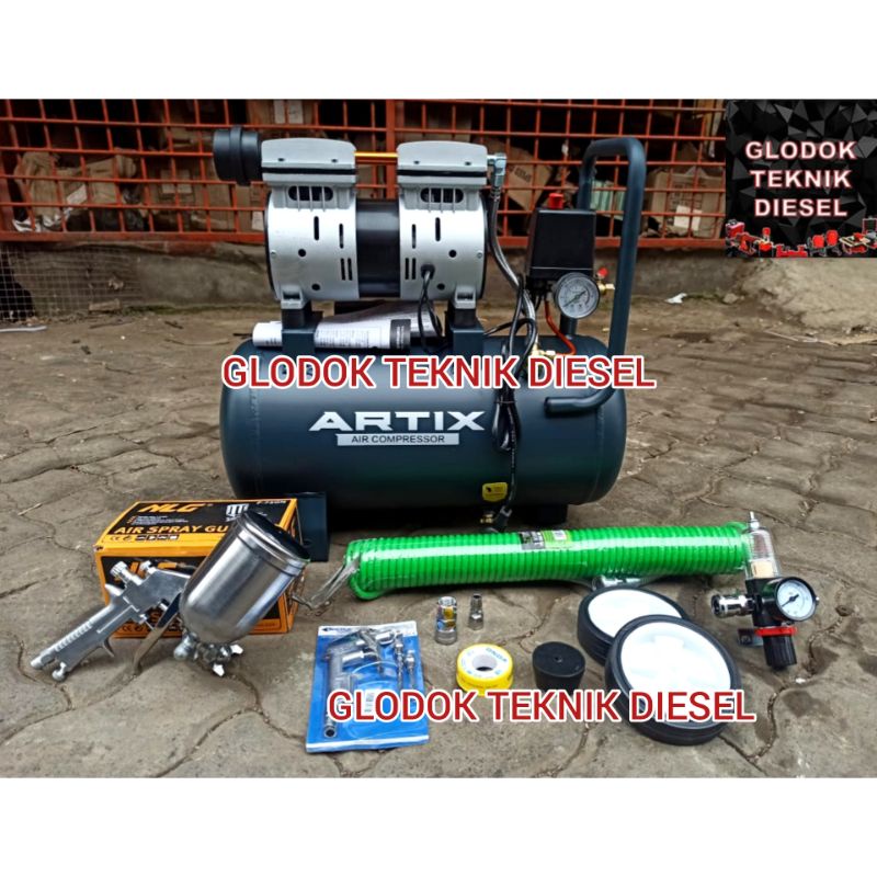 Jual PAKET HEMAT KOMPLIT BENGKEL CAT KOMPRESOR ANGIN OILLESS 0 75 HP 24