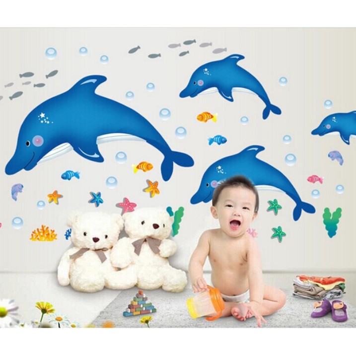 Jual Reliza Wallsticker Ikan Fish Lumba Lumba Dolphin Kamar Mandi Wall