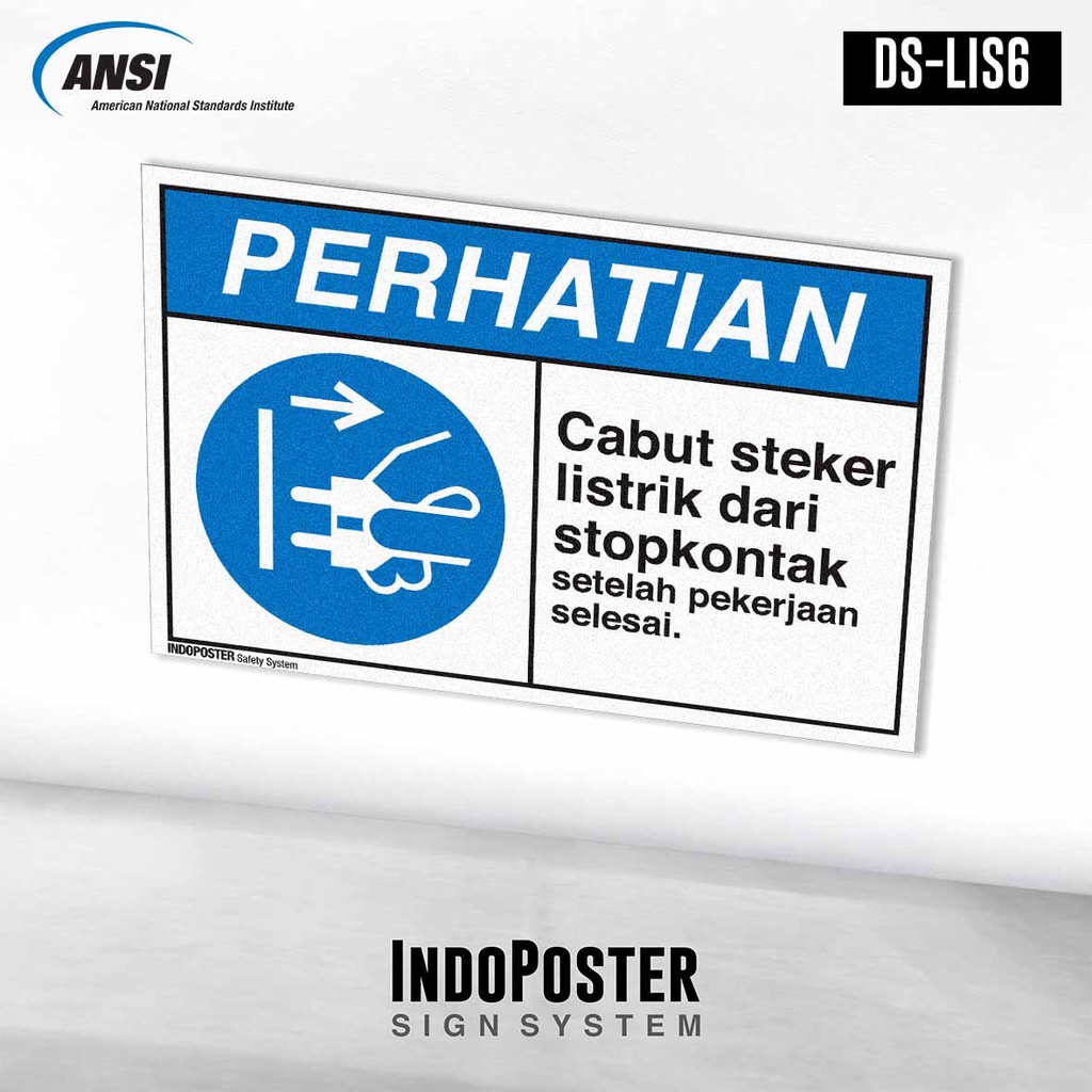 Jual Stiker Safety Sign Rambu K3 ANSI Cabut Steker Listrik Dari