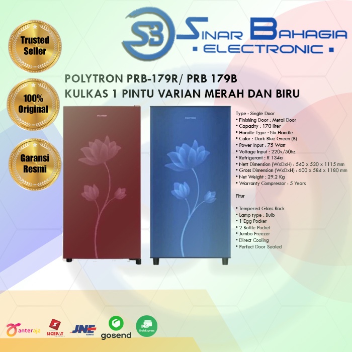 Jual POLYTRON PRB 179R PRB 179B KULKAS 1 PINTU NEW KHUSUS BANDUNG