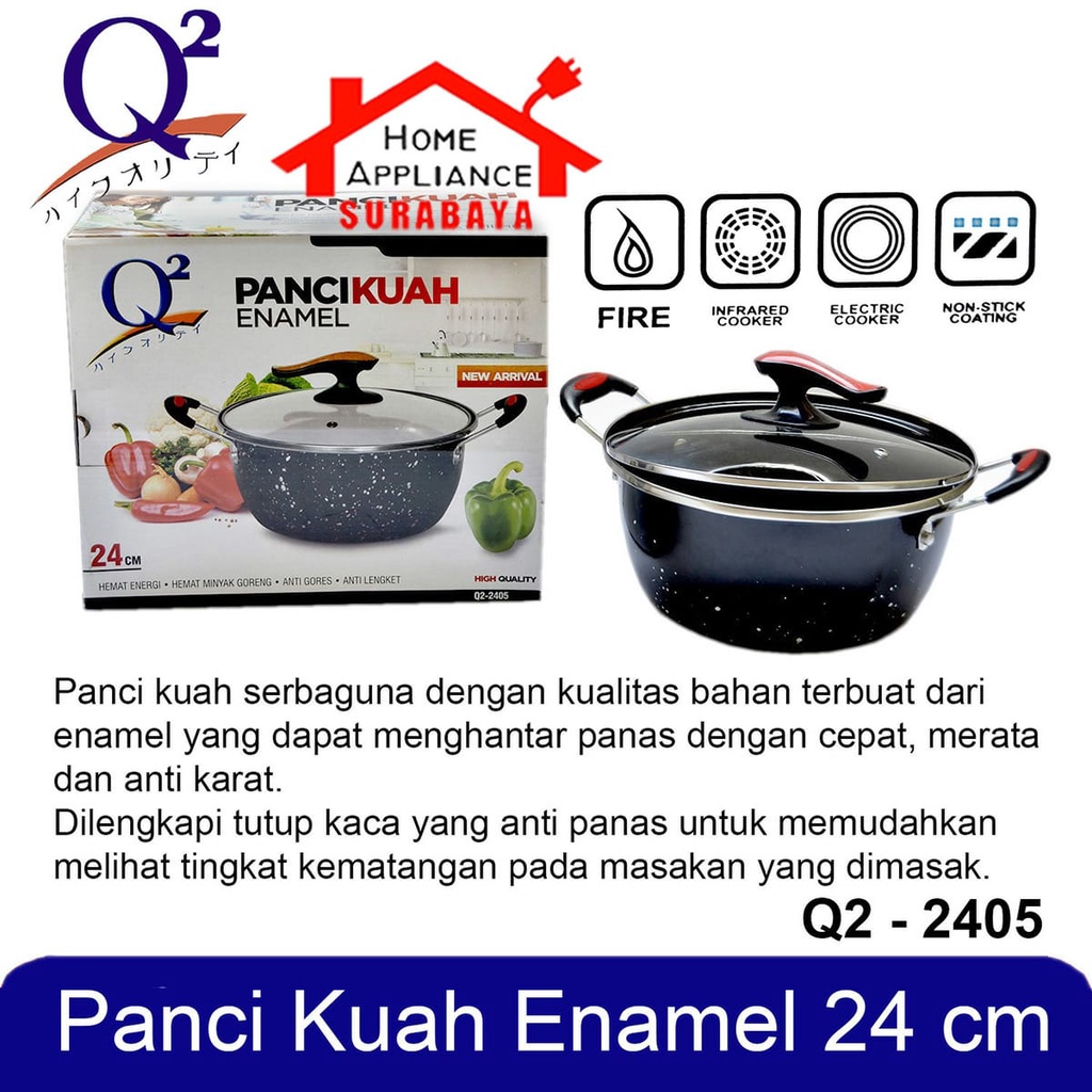 Jual Panci Kuah Panci Goreng Panci Rebus Serbaguna Enamel 24 CM