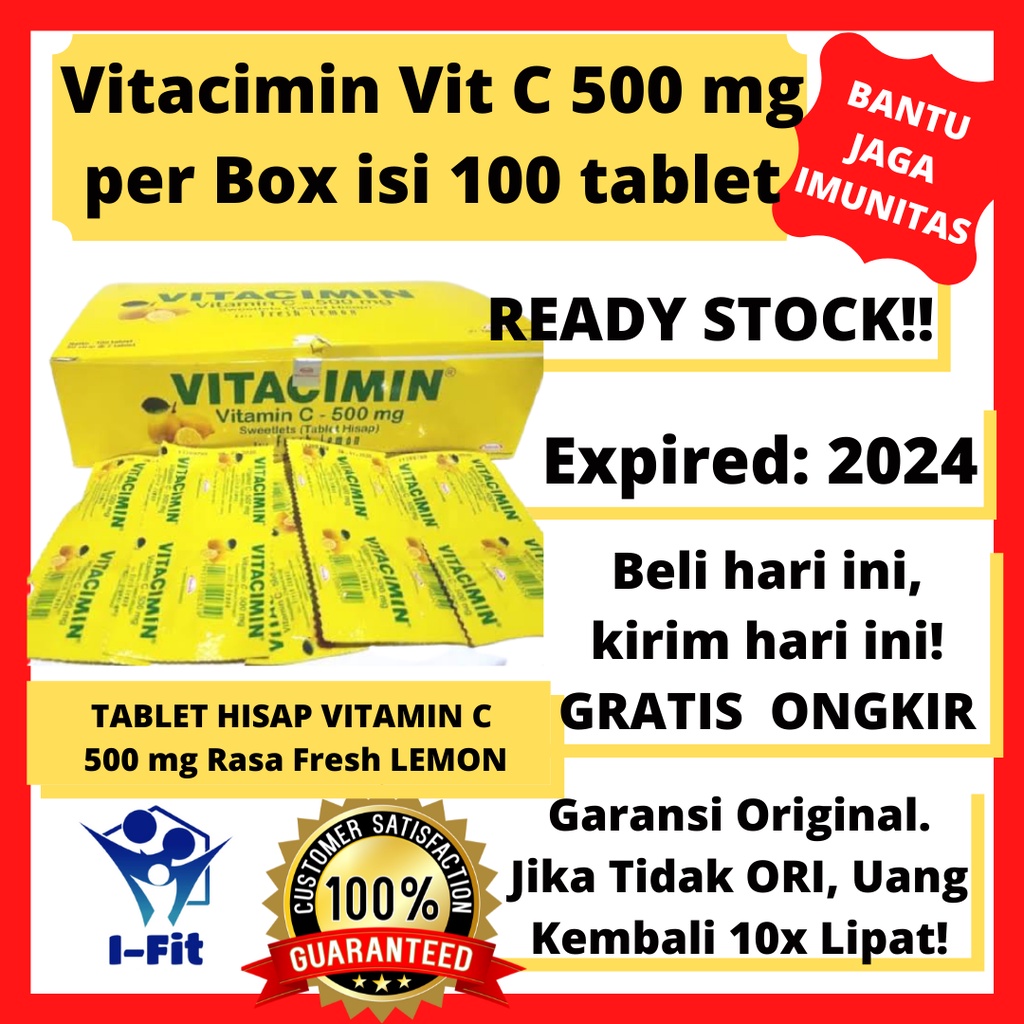 Jual Vitacimin Lemon Box 100 Tablet Per Box Isi 100 Tablet Hisap