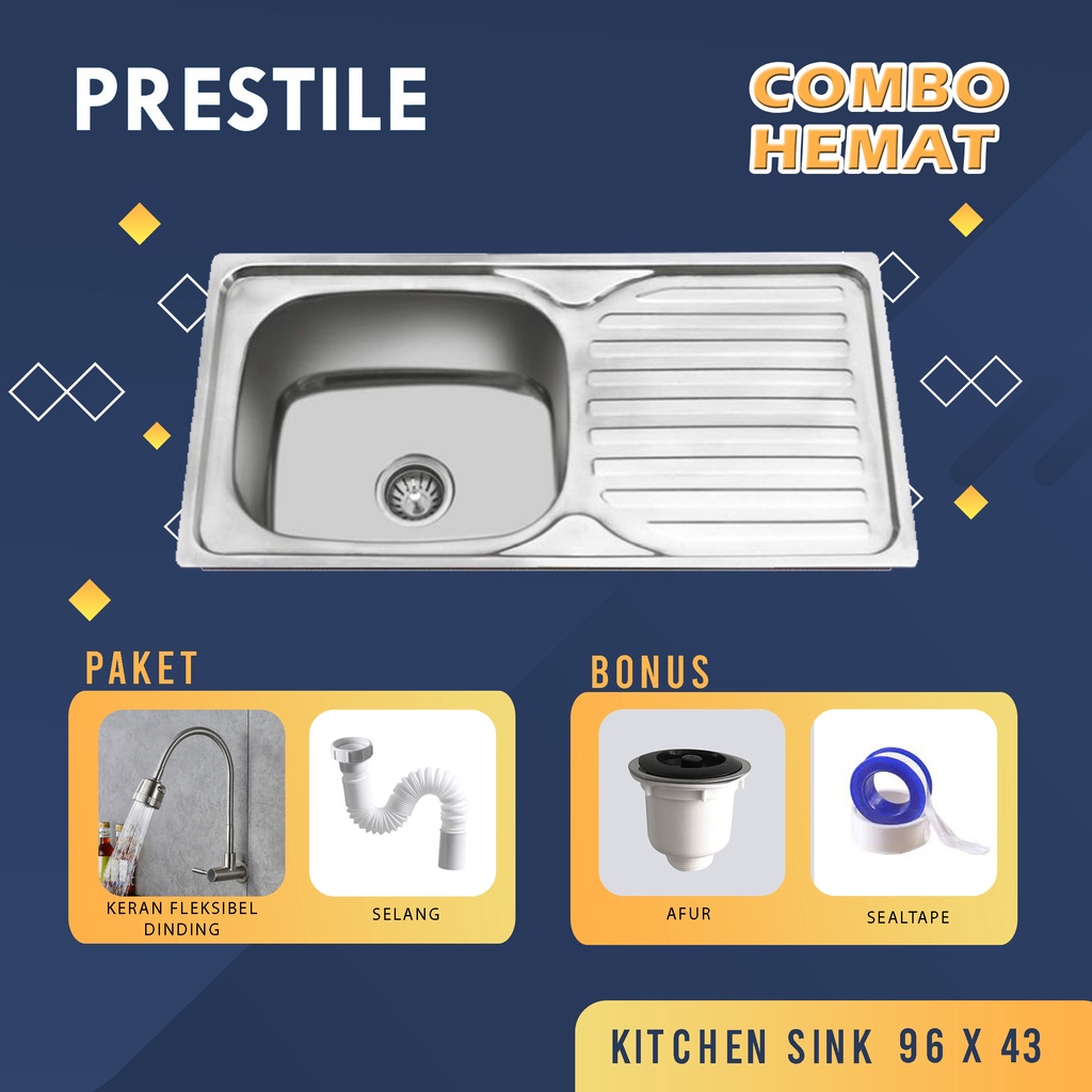 Jual Paket Kitchen Sink 96x43 Kran Dapur Tempat Cuci Piring Kran