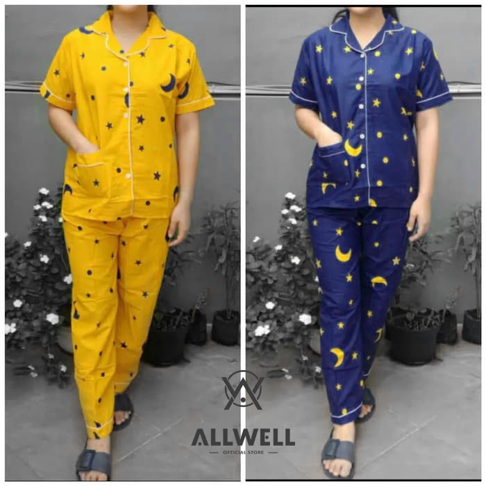 Jual Piyama Baju Tidur Wanita Motif Polkadot Starmoon Setelan Celana