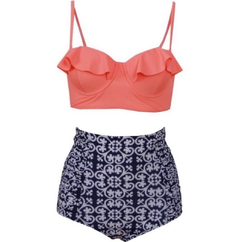 Jual BEACHKINI Debby Bustier Bikini Ruffle Two Pieces Highwaist