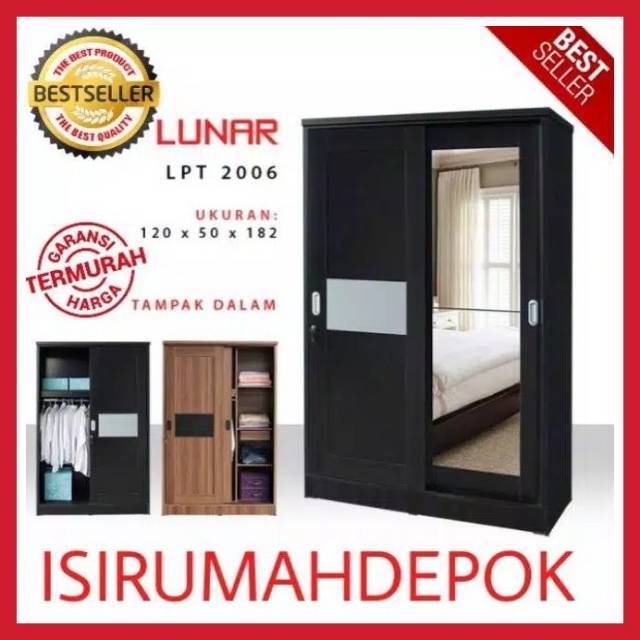 Jual Lemari Pakaian Baju Pintu Sliding Geser Kaca Modern Minimalis