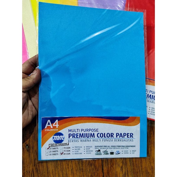 Jual Kertas Warna A4 PaperFine 80GSM 1 Pack Isi 20 Lembar Shopee