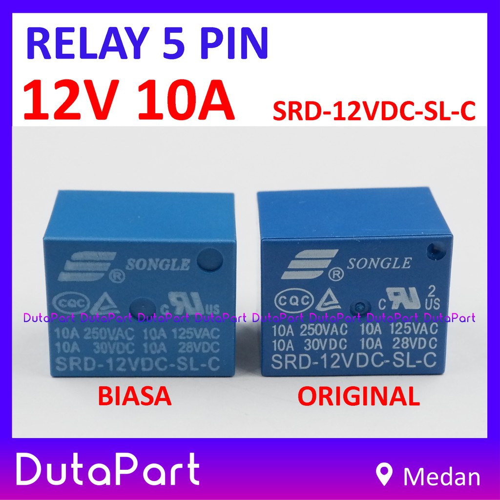 Jual Relay 12V 10A ORIGINAL SONGLE SRD 12VDC SL C 5 PIN Kaki 5P