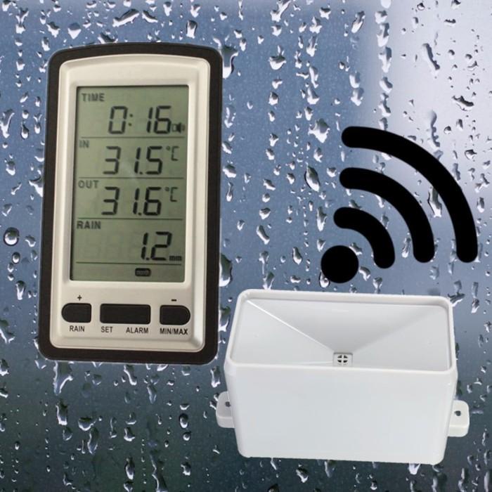 Jual Alat Ukur Wireless Rain Gauge Ukur Curah Hujan Termometer Meter