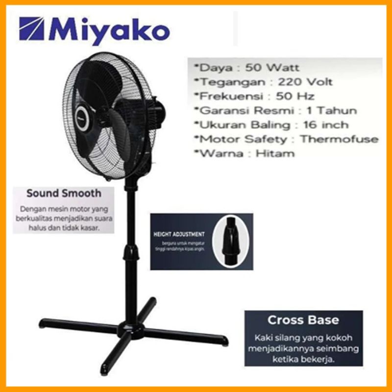 Jual Miyako Stand Fan Kipas Angin Berdiri 16 Inch KAS 1606X Kawat Besi