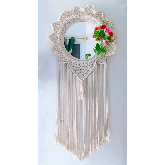 Jual Set Macrame Cermin Macrame Mirror Cermin Aesthetic