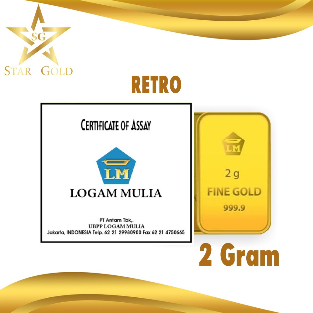 Jual Star Gold Logam Mulia Antam Retro Berdiri LM 2GR 2 Gram