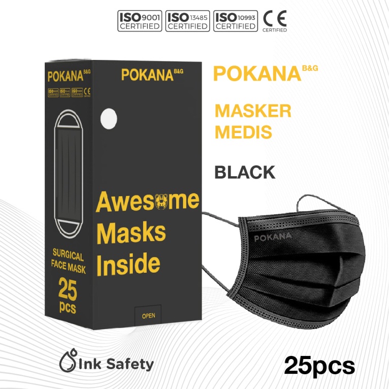 Jual Pokana B G Ply Earloop Medical Face Masker Box Isi S Black