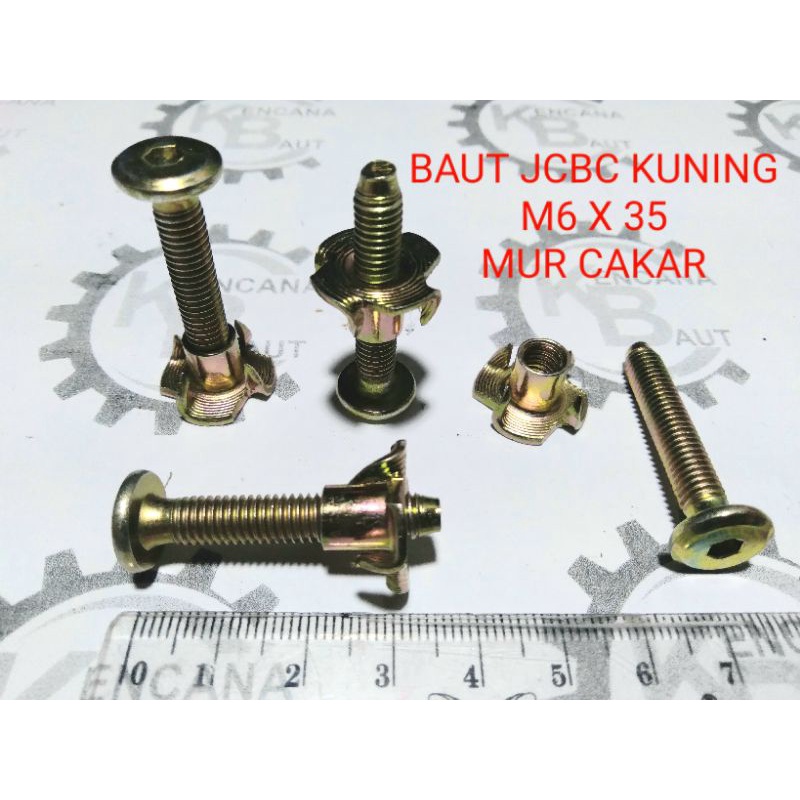 Jual BAUT JCBC M6 X 35 DAN MUR CAKAR BAUT DIPAN MEBEL KNOCKDOWN