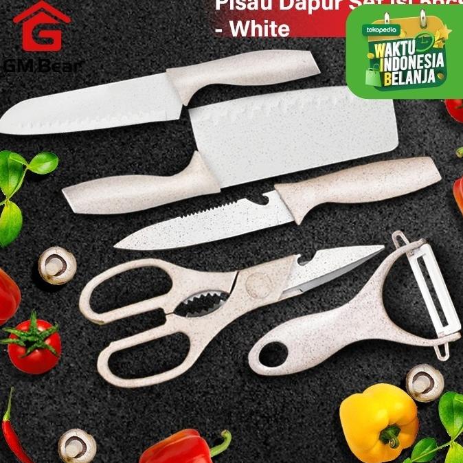 Jual Gm Bear Pisau Set Dapur Tebal Isi Pcs White Pisat Set