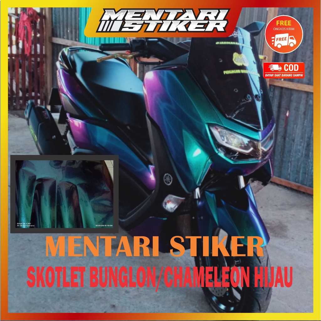 Jual Stiker Skotlet Motor Warna Bunglon Pelangi Biru Biru Aurora