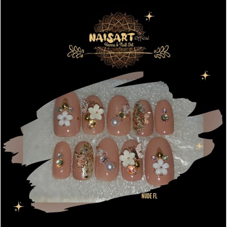 Jual Nail Art Wedding Kuku Palsu Warna Nude Cocok Untuk Pesta