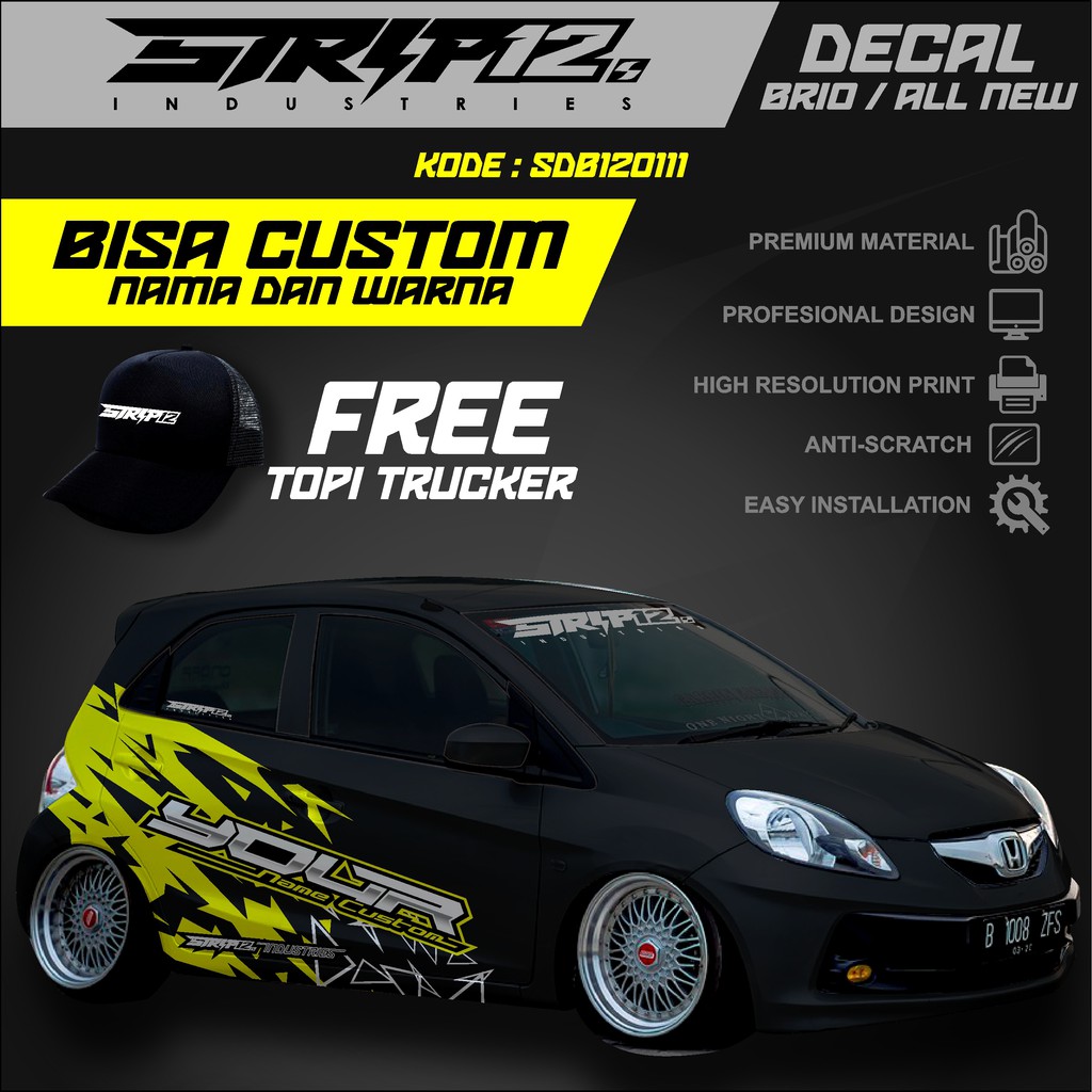 Jual STIKER STICKER DECAL MOBIL GRAFIS BISA CUSTOM NAMA WARNA BRIO AYLA