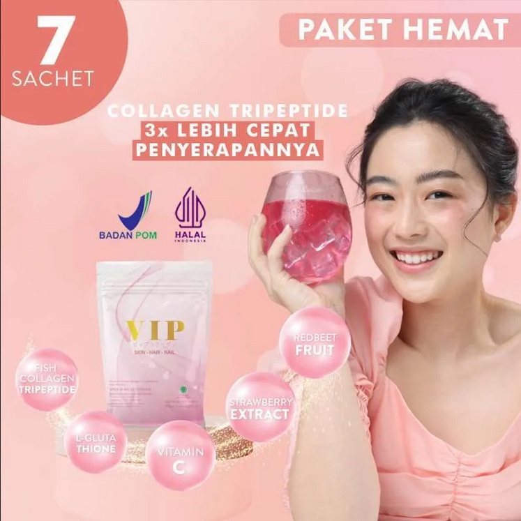 Jual Vip Collagen Kemasan Pouch Lebih Hemat Isi Sachet Kolagen