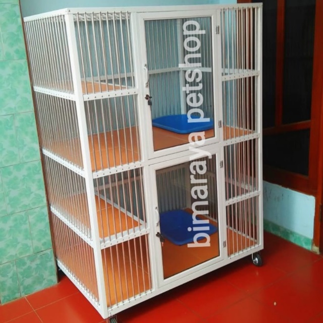 Jual KANDANG KUCING ALUMINIUM PREMIUM 2 KAMAR TINGKAT 90x70x140