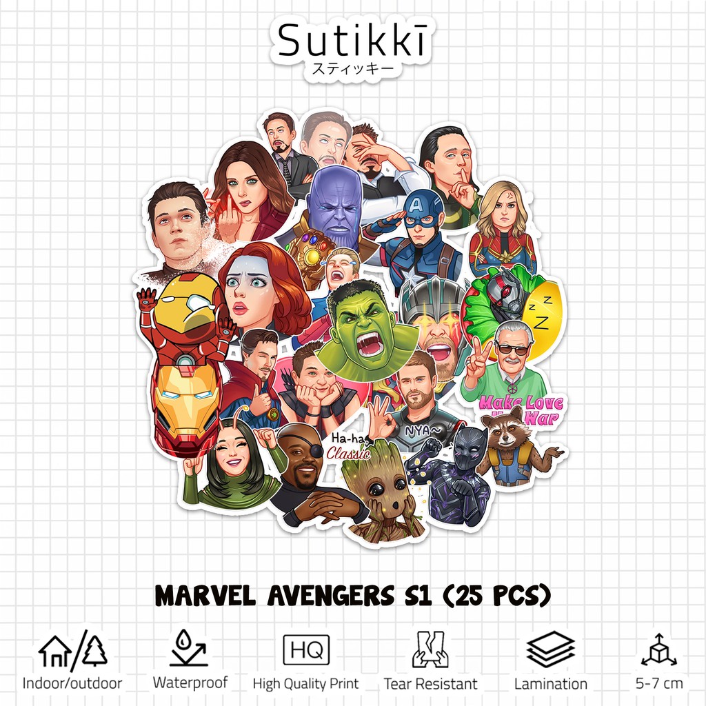 Jual Sutikki Sticker Pack Marvel Avengers Iron Man Super Hero Wanda