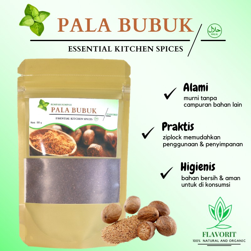 Jual Pala Bubuk Nutmeg Powder Bahan Makanan Pokok Bumbu Dapur Kering