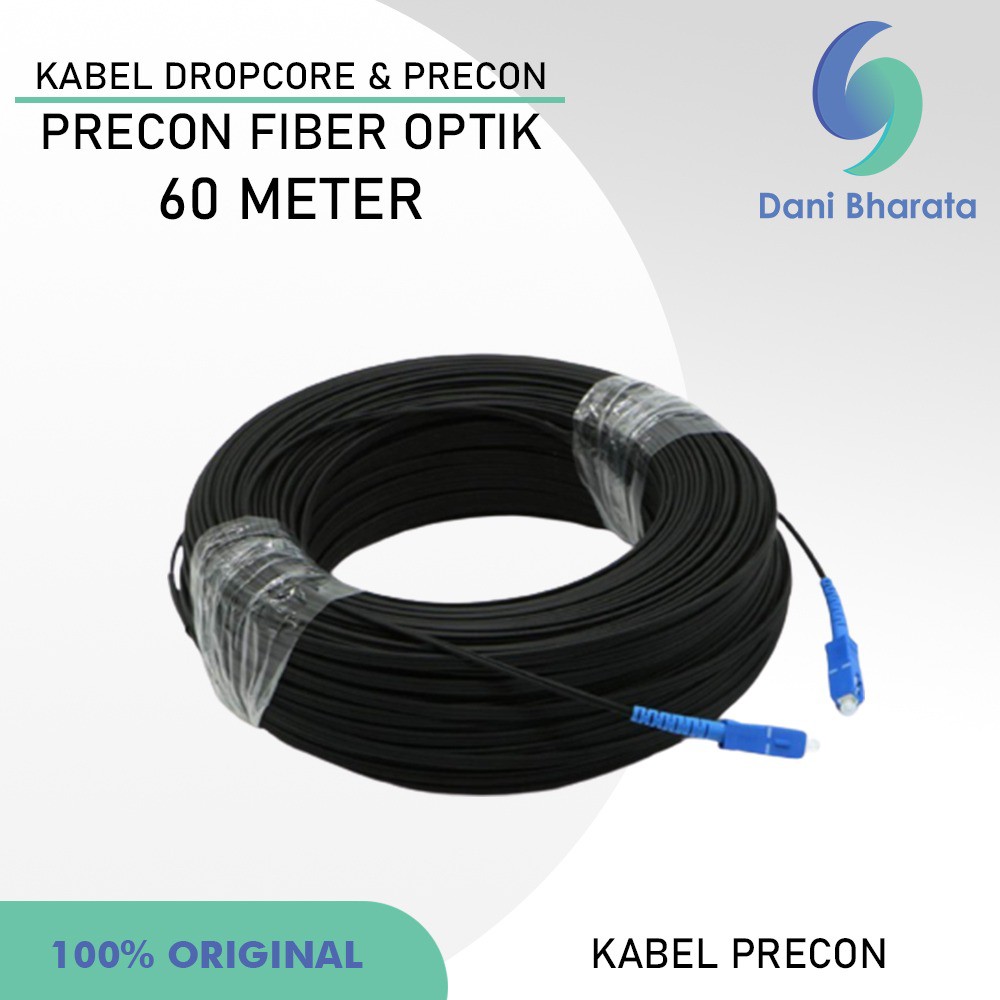 Jual Kabel FTTH FO 60M Precon Dropcore 1 Core Connector SC Siap Pakai