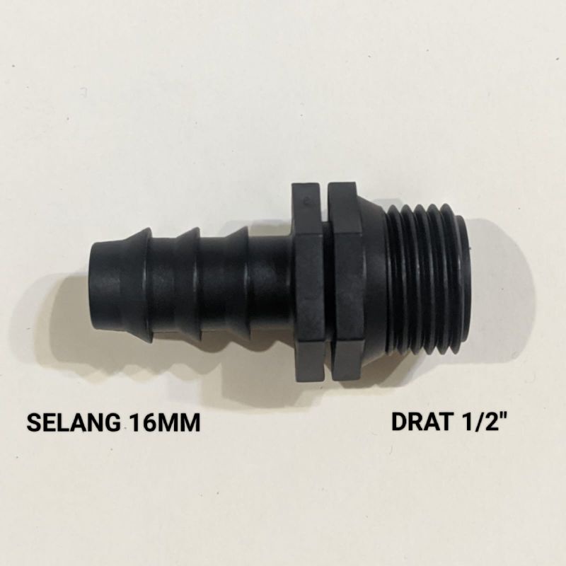 Jual DRIP TAPE CONNECTOR SELANG 16MM X DRAT 1 2 KONEKTOR CANISTER