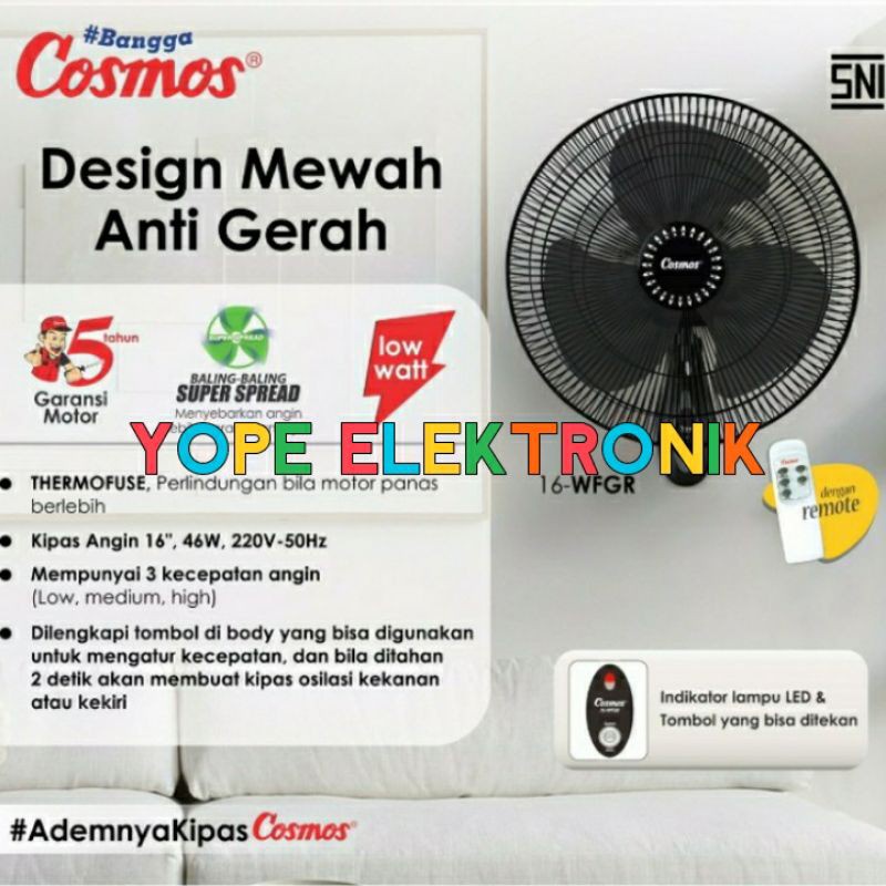 Jual Kipas Angin Dinding Cosmos Remote Wall Fan Inch Wfgr Wfcr