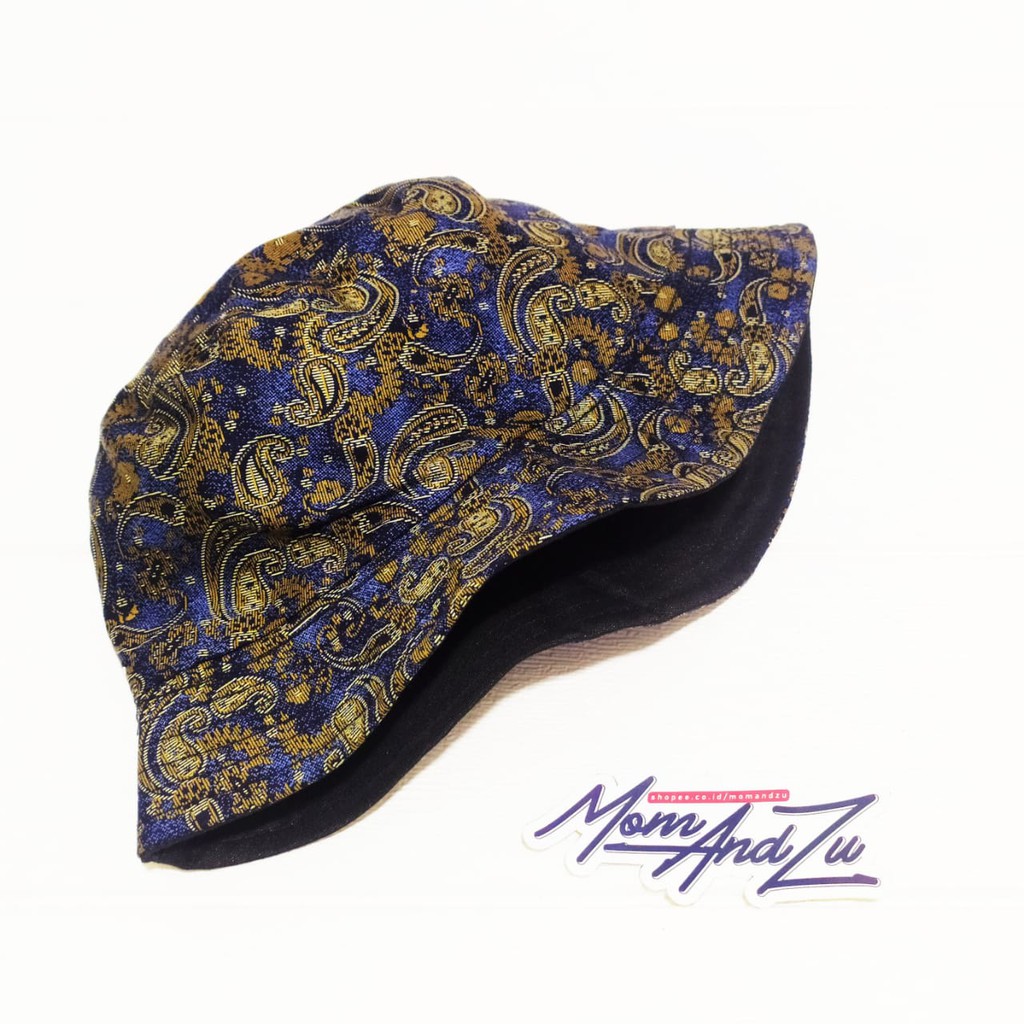 Jual Topi Bucket Motif Batik Biru Topi Mancing Pantai Bucket Hat