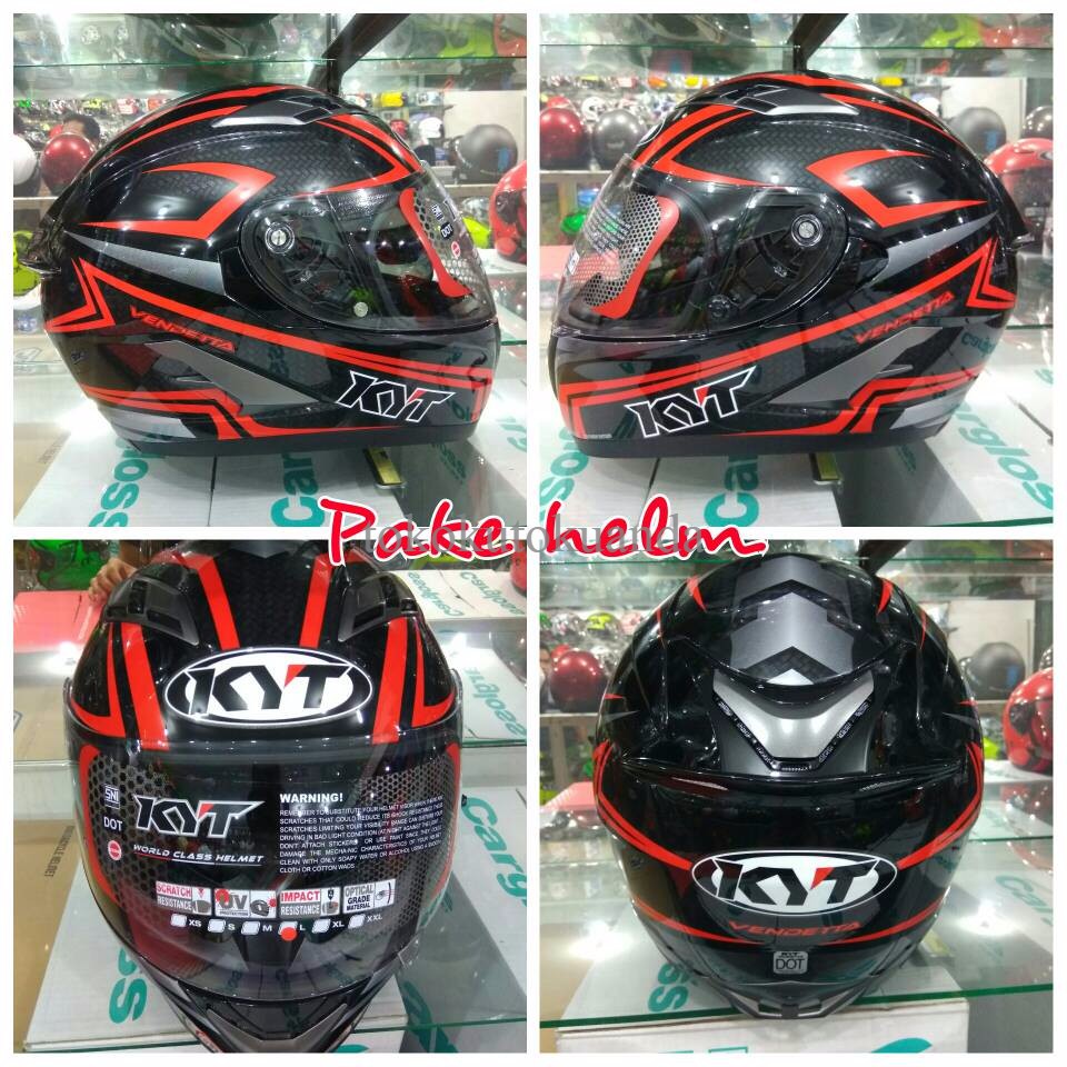 Jual Helm Kyt Vendetta Carbon Helm Kyt Full Face Black Red Shopee