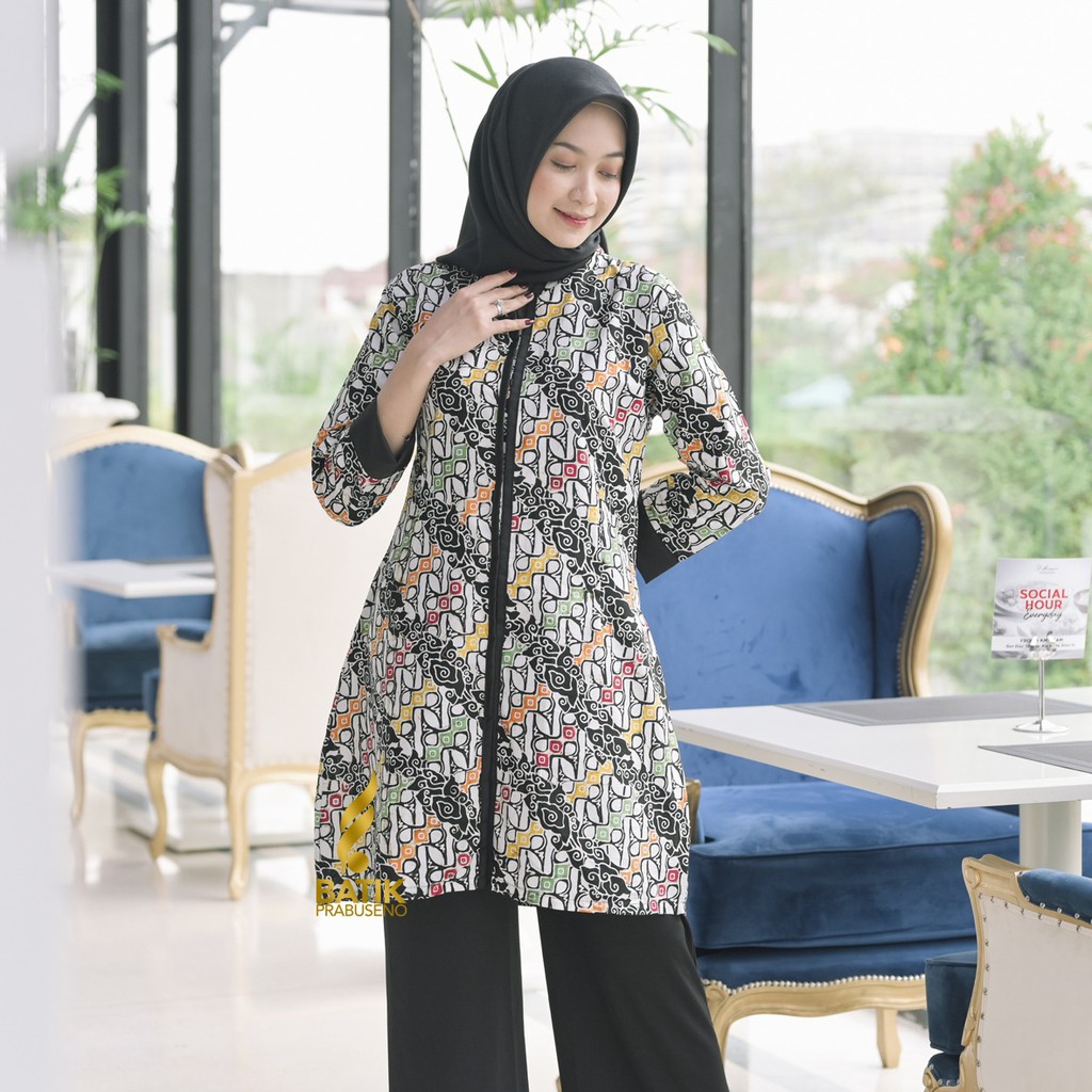 Jual BATIK JASMIN ATASAN WANITA LENGAN PANJANG BAJU TUNIK KERJA