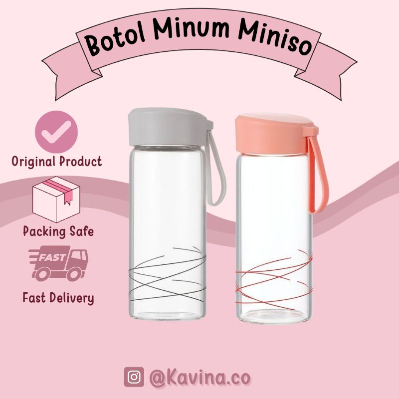 Jual Original Miniso Botol Minum Ml Botol Kaca Borosilikat Tinggi