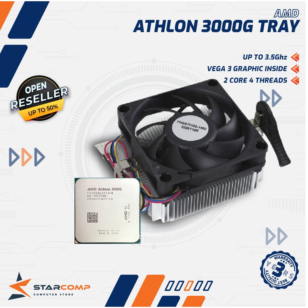 Jual AMD Athlon 3000G Tray Processor Vega 3 Graphics Include Fan 3000 G