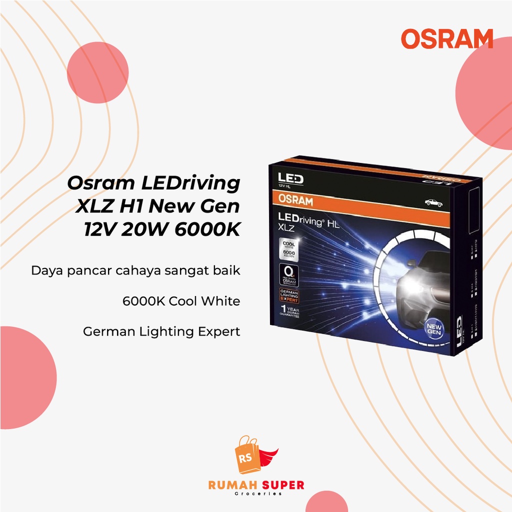 Jual Osram LEDriving XLZ H1 New Gen 12V 20W 6000K Lampu Putih LED