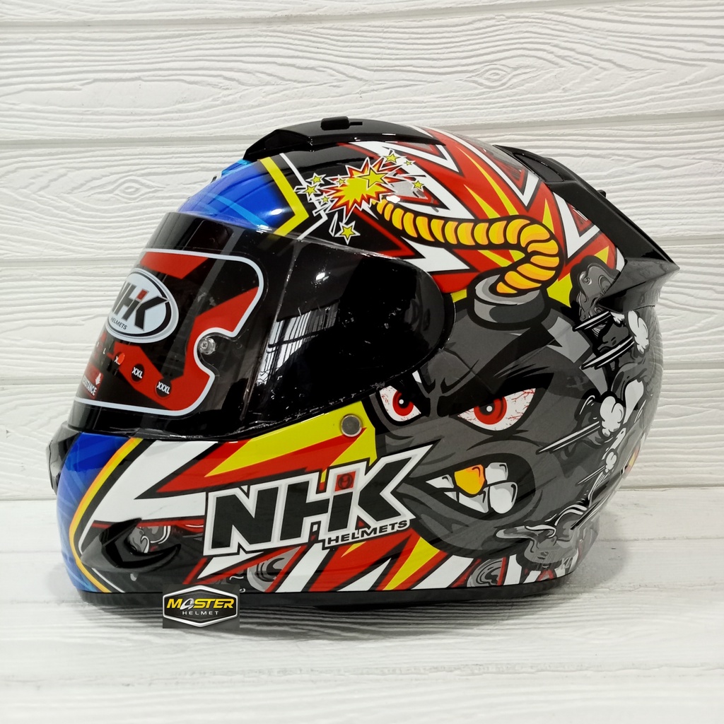 Jual HELM FULL FACE NHK MOTIF RACE PRO BOOM BLACK GLOSSY NHK GP1000 RX9