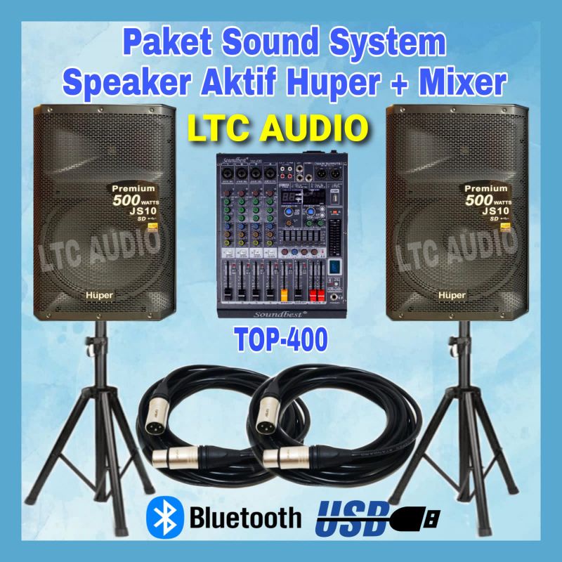 Jual Paket Sound System Speaker Aktif Huper Js Mixer Soundbest Top