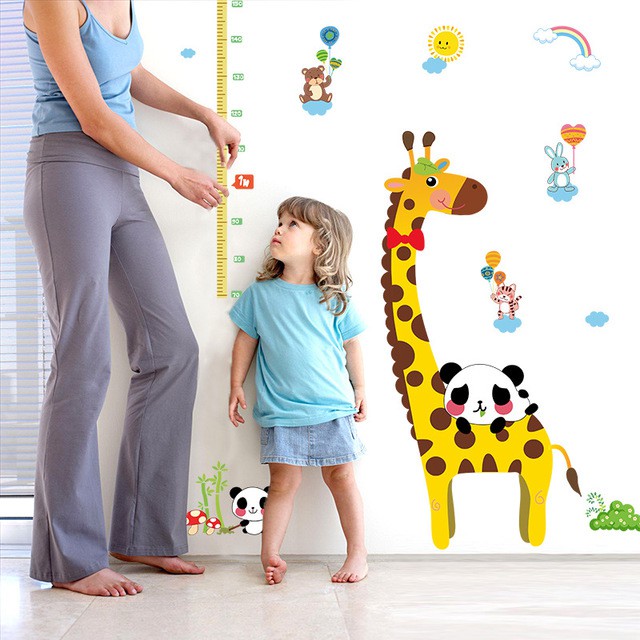 Jual RELIZA WALL STICKER PENGUKUR TINGGI BADAN JERAPAH HEWAN GROW UP