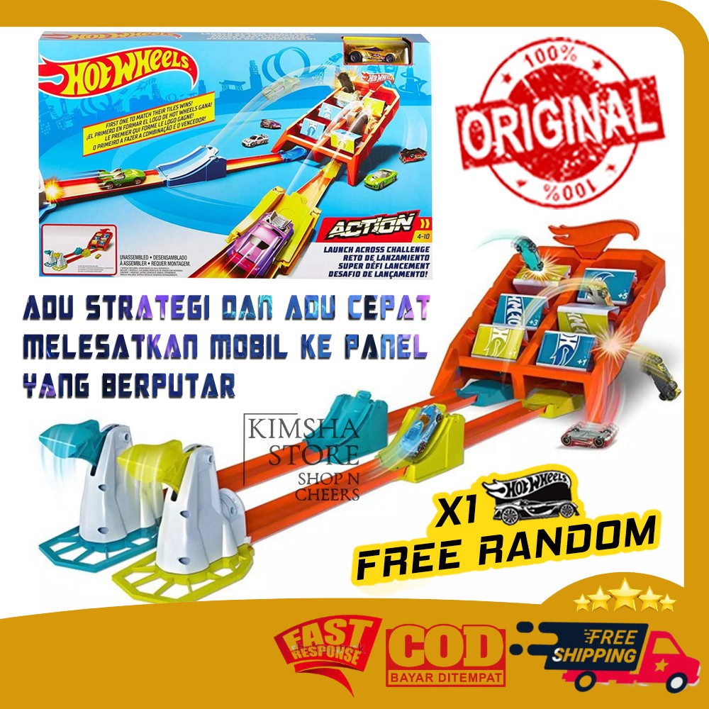 Jual Hot Wheels Launch Across Challenge Track Crash And Score Flip Out